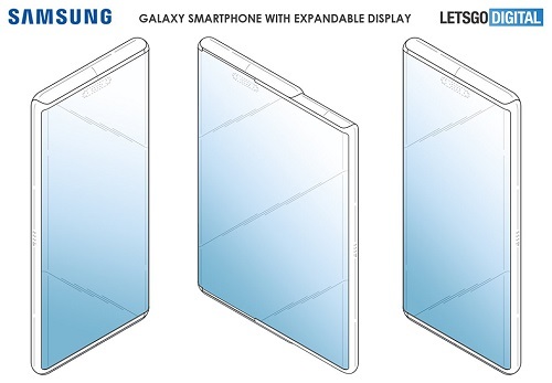Bản phác thảo thiết kế smartphone kéo dãn màn hình của Samsung. Ảnh: Lets Go Digital.
