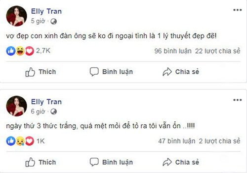 Ảnh chụp status của Elly Trần.