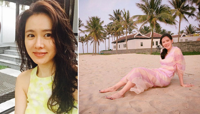 Nữ diễn viên Hàn Quốc Son Ye Jin - người đang phủ sóng với bộ phim truyền hình ăn khách Hạ cánh nơi anh - trong chuyến du lịch nghỉ hè ở Đà Nẵng.